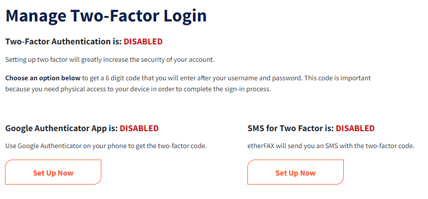 Setting up Two-Factor Authentication (2FA)